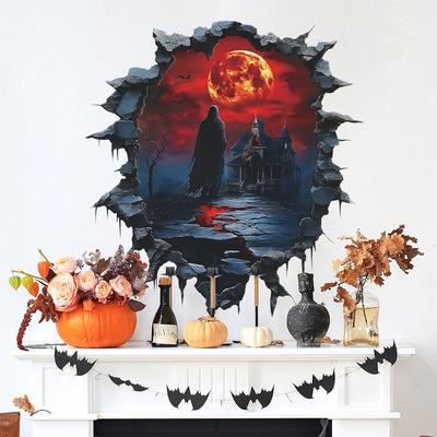Halloween Gebrochene Wand Geisterschloss Schlafzimmer Wohnzimmer Heimatmosphäre Dekoration Wandaufkleber