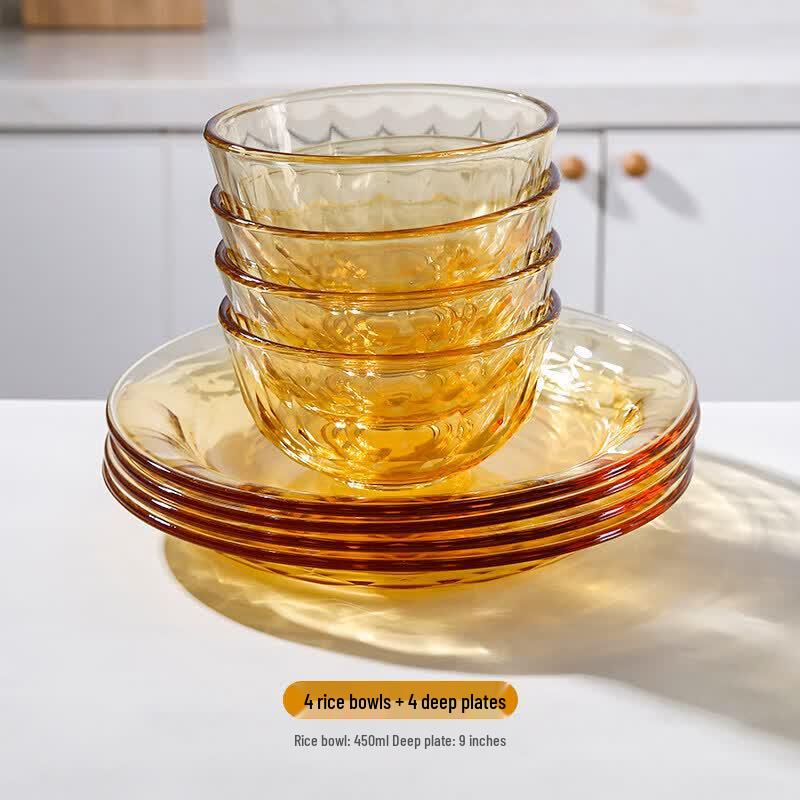 Youluo Microwave-Safe Amber Glass Bowl
