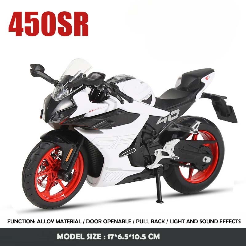 Simulation 1/12 CFMOTO 450SR Alloy Motorcycle Model Sound and Light Toy Vehicle Children Boy Birthday Gift Collection Miniature
