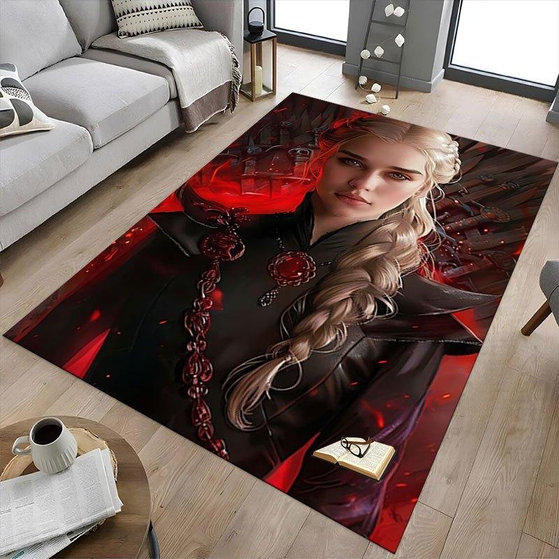 1pc Fire and Blood Office Carpet Chair Mats, Home Decor Mat Fantasy Theme Mat Durable Mat, Dragon Decor,Suitable for Fantasy Theme Lovers