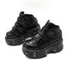 Fashion 2025 New Punk Style Women Shoes Gothic Ankle Rock Boots Lace-up Heel Height 9CM Platform Shoes Woman Metal Decor Woman Sneakers