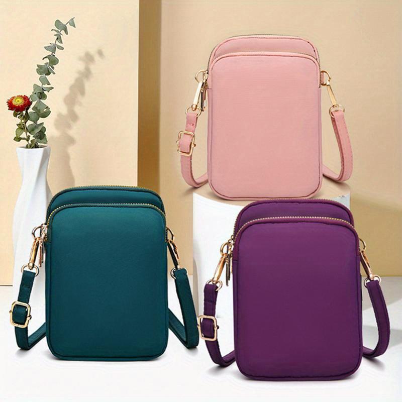 Bolso Mini para Mujer Bandolera con Cremallera Bolso de Hombro Monedero para Teléfono Móvil Billetera Multifuncional Vertical Negro Bolsos Bandolera para Caminar