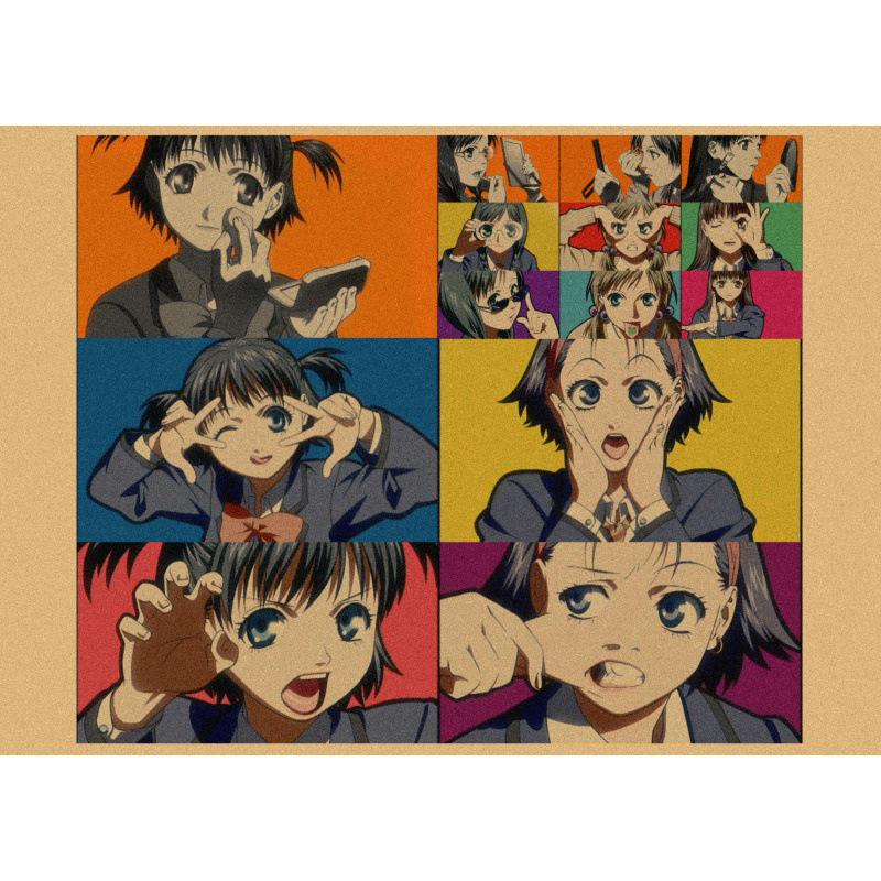 

Retro Japanese Anime Poster: Yasuomi Umetsu Girl Killer Wall Art Yellow Kraft Paper (No Glue) 30X42 cm