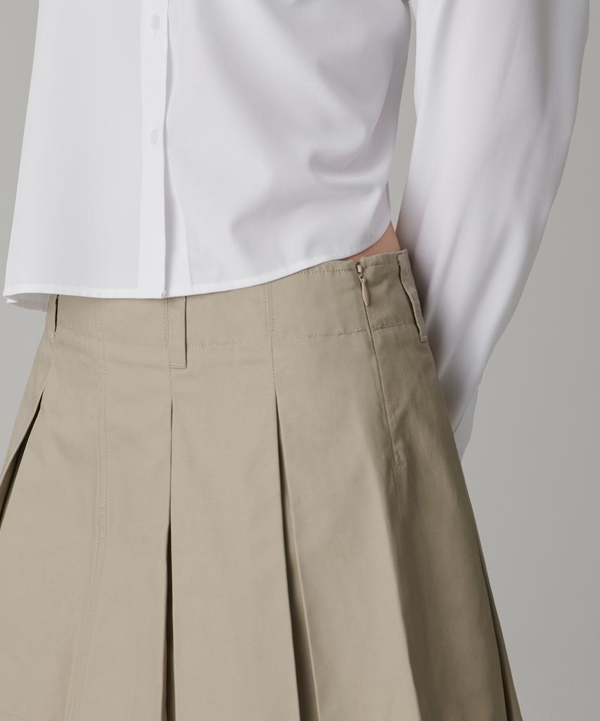 MUSINSA STANDARD WOMAN Women'S Cotton Pleated Mini Skirt [Beige]