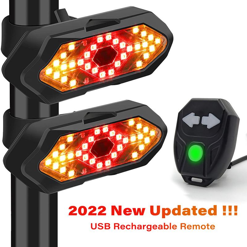 1 Pcs Bike Turn Signal Taillight Usb Rechargeable Remote Control Ultra Bright For Night Cycling