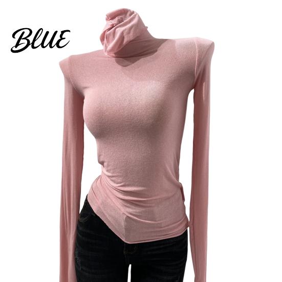 Slim Fit Tops Women High Collar Long Sleeve Base Shirt Elastic Solid Color Autumn Winter Breathable