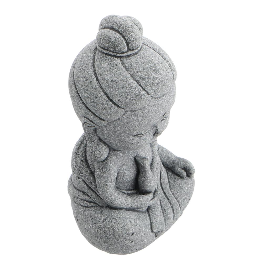 Mini Stone Kwan Yin Buddha Figure for Zen Garden Outdoor Patio Indoor Shelf Decor Small Asian Sculpture Peaceful Home Decor