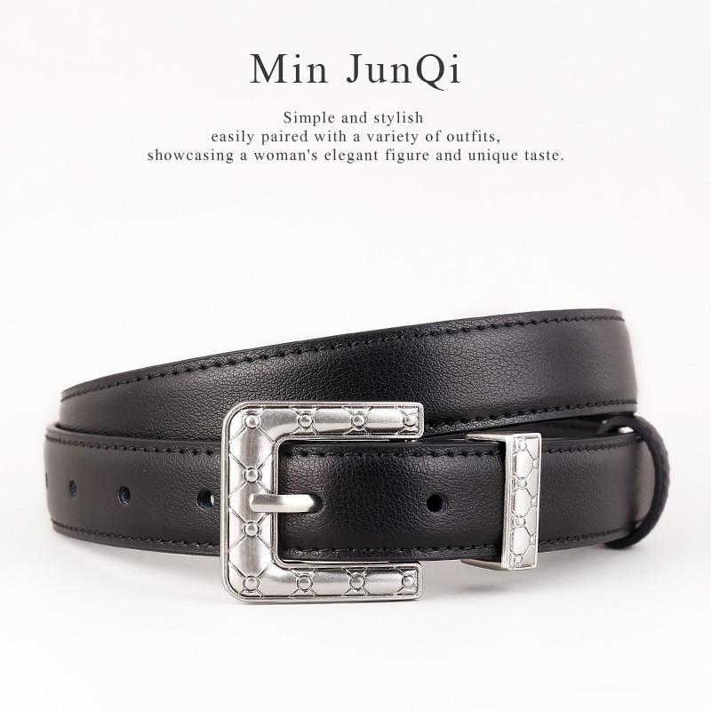 Genuine Leather Belt For Men With Silver Buckle Durable Twoply Cowhide For Casual And Formal Wear