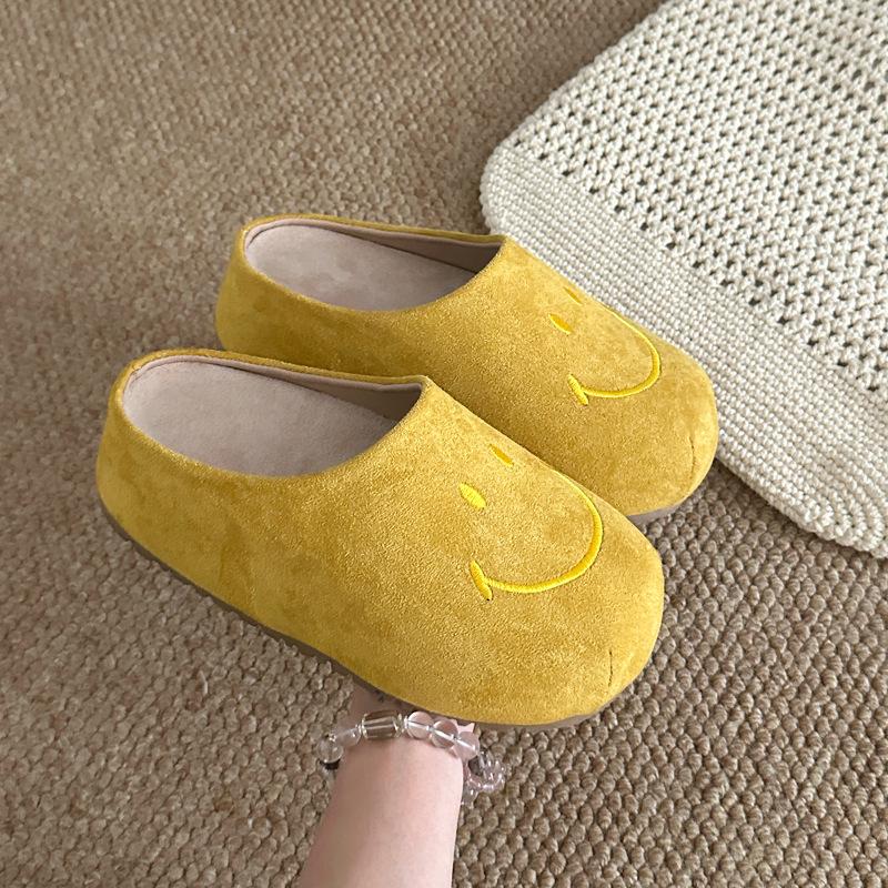Summer new inner height increase smiley face thick bottom lazy woman wearing retro small bag head slippers