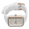 Women Quartz Wrist Watch 3 Sub Dials Water Proof Chronograph Analog Watch Silicone Strap Date Calendar White Rose Gold