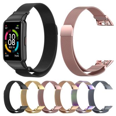 Huawei Band 6 Paslanmaz Çelik Örgü Saat Kayışı Honor Band 7/6 Bileklik İçin Milanese Bilek Kayışı