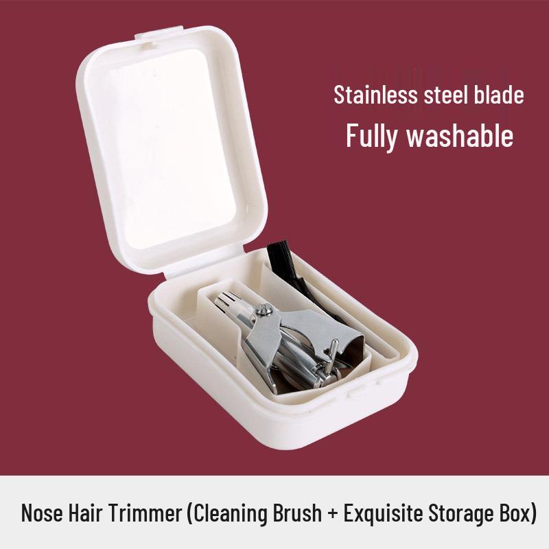 Stainless Steel Manual Men's Nose Hair Trimmer, Shaver & Cleaner - Washable Hair Remover Scissors