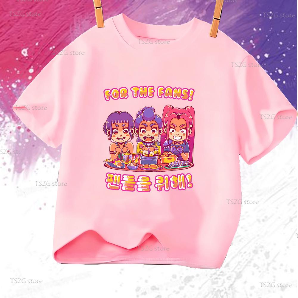 Boys Tee Girl Clothes Movie Cartoon Kid T-shirt KPop Demon Hunters Print Fashion Casual Summer Short Sleeve Tops
