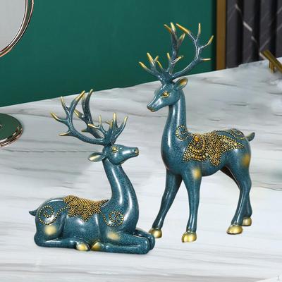 2 Pieces Deer Couple Statue Decoration Home Decor for Living Room Bedroom Desktop Wedding