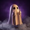 Halloween Ghost Figurine - Cute Resin Ghost Statue with Red Heart for Tabletop Home Decor Holiday Party Props New Year Gifts