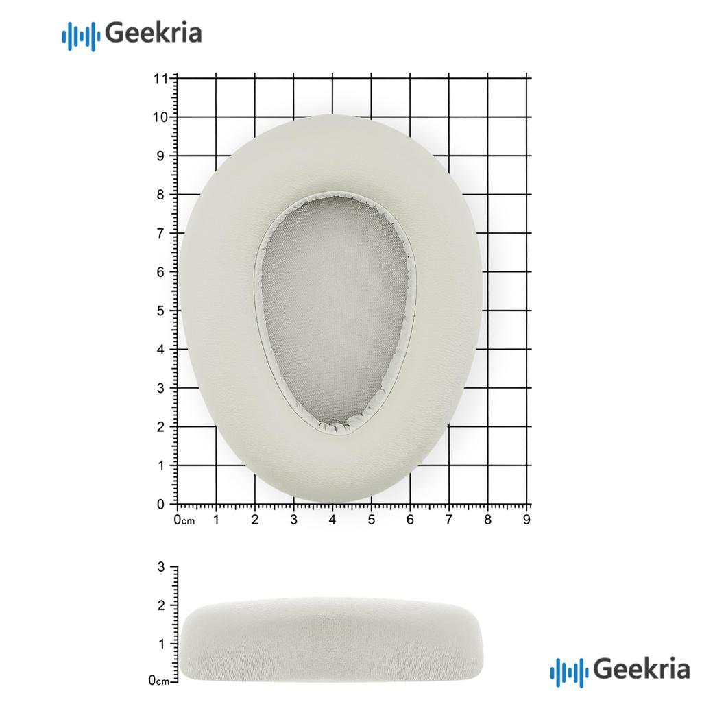 Geekria QuickFit Ear Pads Compatible with JLab JBuds Lux ANC Wireless Ear Cups Headphones, Pads/Ear (Protein Leather/Cloud White)