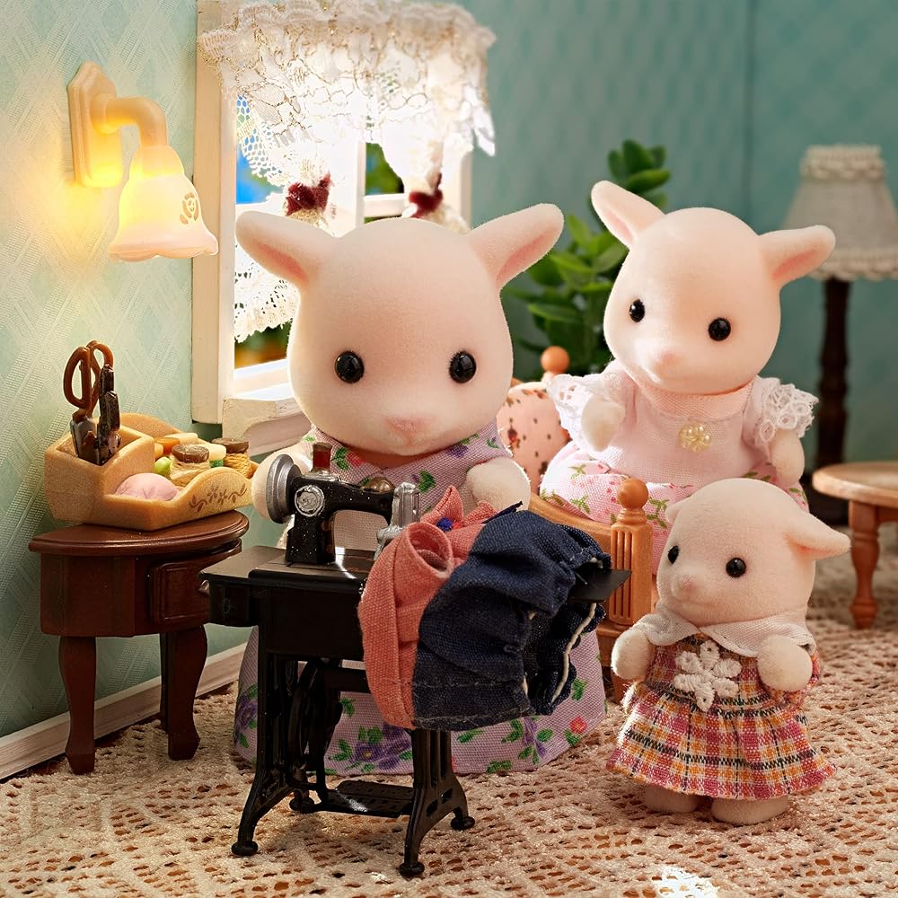 Sylvanian Families Goat Family Doll Set with ST Mark Certification for Ages 3 and Up Toy for Dollhouse