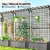 Raised Bed with Drainage Holes, Wood Planter with Trellis for Climbing Plants To Grow Vegetables, Flowers, Dark Grey