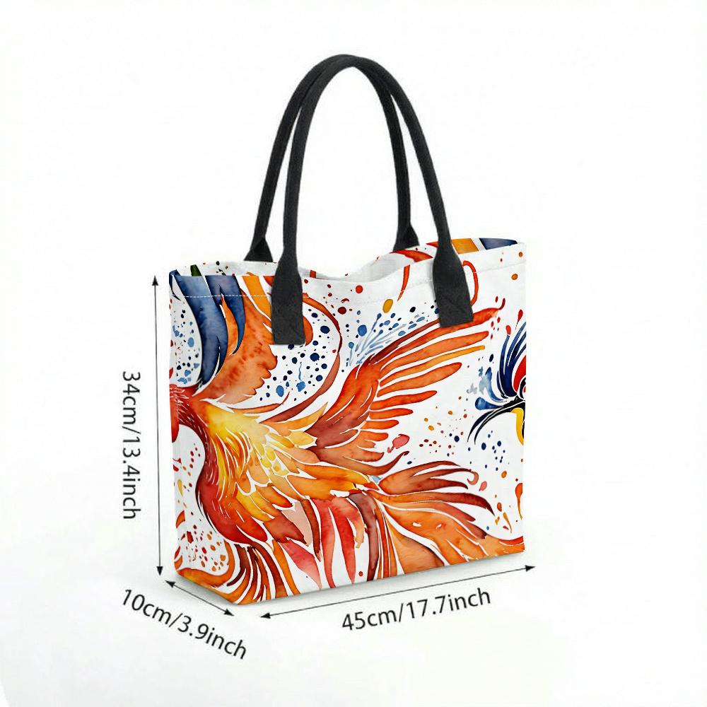 Watercolor Phoenix Print Tote Bag Large Shoulder Bag for Daily Use