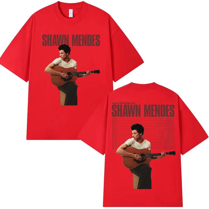 Zpěvák Shawn Mendes Turné 2025 Grafické tričko k albu Pánská móda Vysoce kvalitní bavlněná trička Hip Hop Gotické Tričko s krátkým rukávem