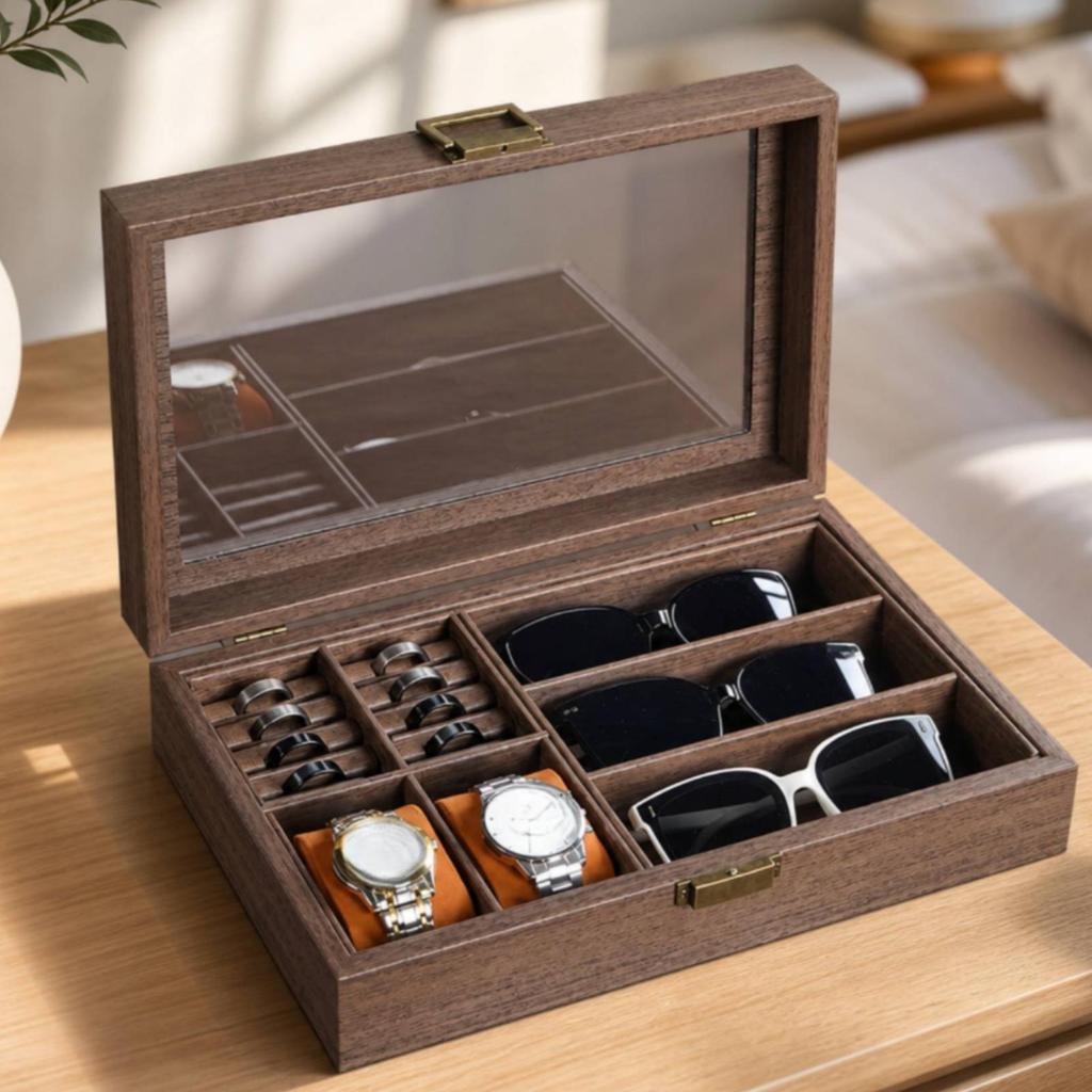Jewelry Organizer Box with Transparent Lid Dust-Resistant for Dresser, Bedroom