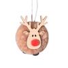 Pom Pom Reindeer Christmas Ornament Plush Elk Hanging Ornaments Wooden Deer Slices Xmas Tree Pendants for Home Party Holiday Decor