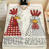 1PC Custom Name Chickens Polka Dots Patterned Flannel Blanket Suitable For All Seasons for Home Decor Warmth and Comfort Gifts Holiday Present_lx