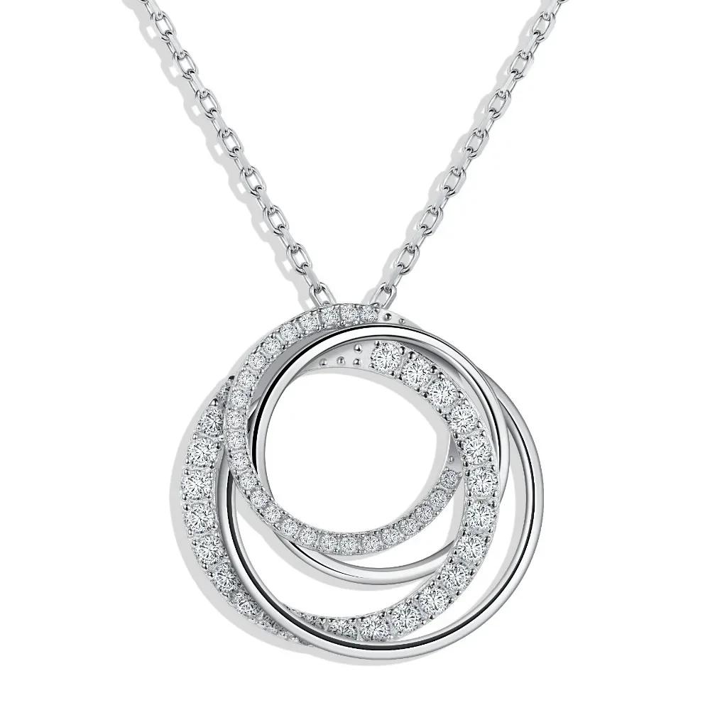 

Full Moissanite Pendant Necklace for Women White Gold Plated 925 Sterling Silver Lab Diamond Chain Luxury Jewelry белый