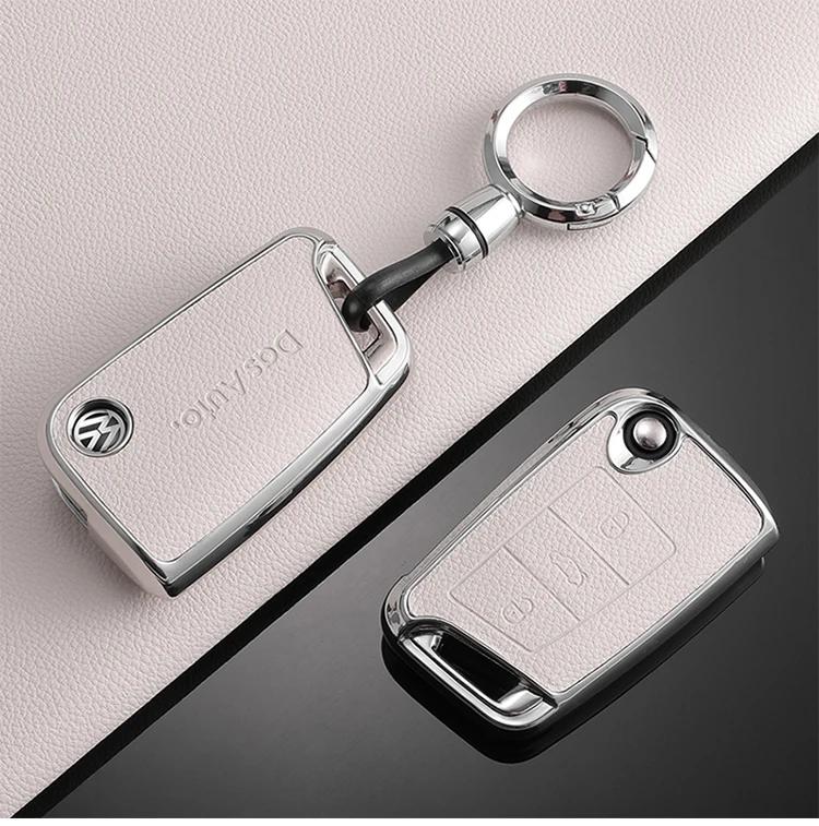 Valve Stems Caps For VOLKSWAGEN VW TPU Leather Car Remote Key Case Fob Cover Holder Shell For VW Volkswagen Golf 7 MK7 Tiguan MK QQ8