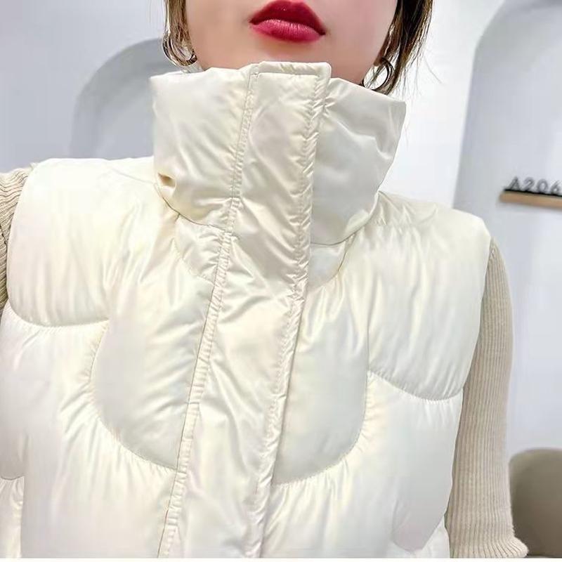 Colete de penas feminino curto inverno novo camisola branca pato penas casaco gola alta versão coreana elegante solto ajuste jaqueta quente