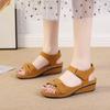 New Thick-soled Velcro Suede Sandals for Women To Wear Sloping Heels Large-size Beach Cool Slippers