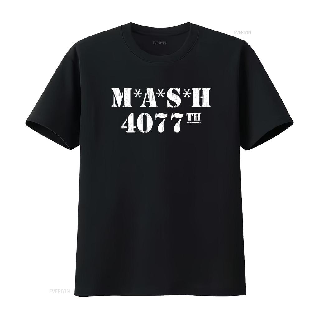 MASH 4077th Distressed T Shirt for Men Vintage Style Print vintage Washed Soft Casual Comfortable Slightly Stretched Breathable