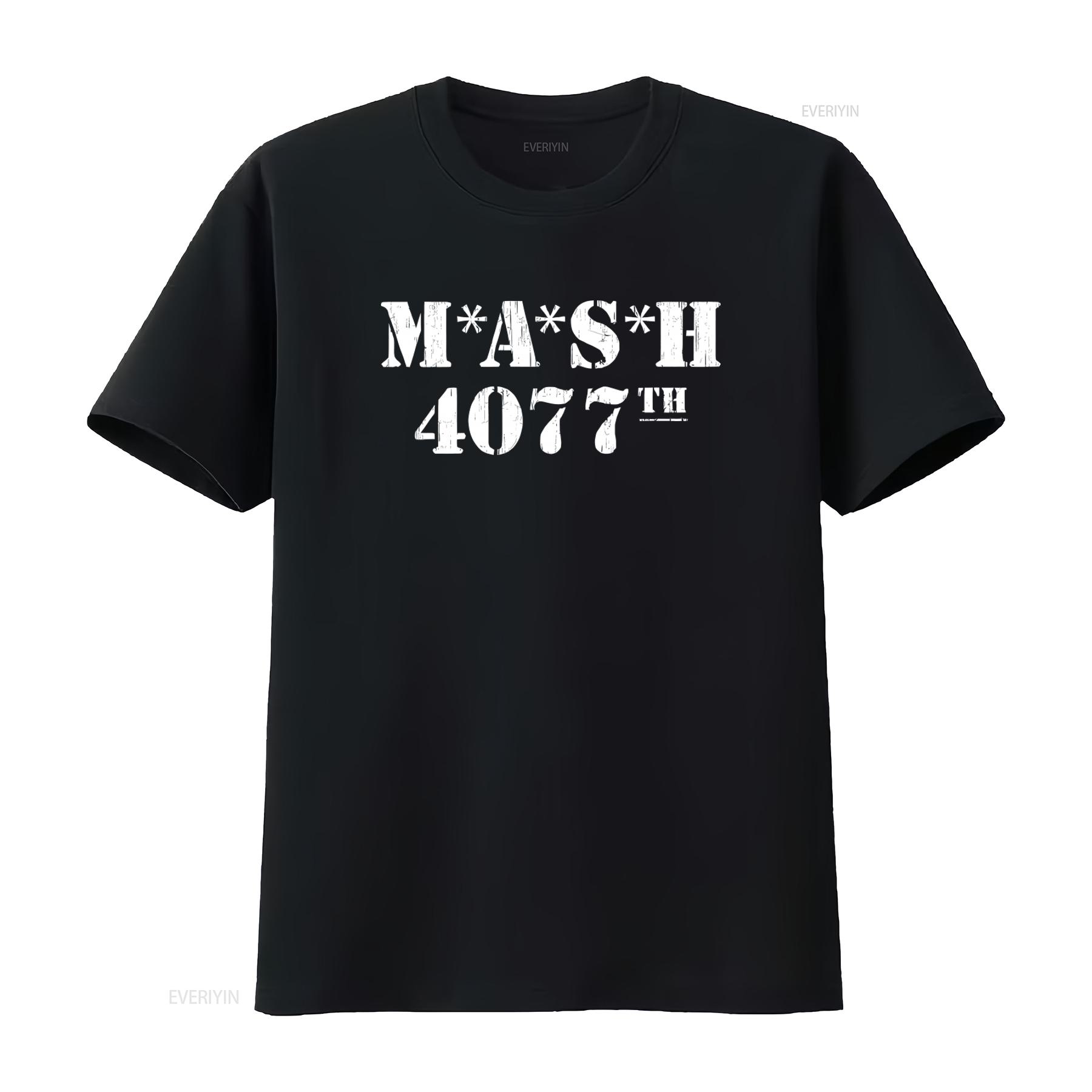 MASH 4077th Distressed T-Shirt für Herren Vintage-Stil Print vintage Gewaschen Weich Lässig Bequem Leicht Dehnbar Atmungsaktiv S black