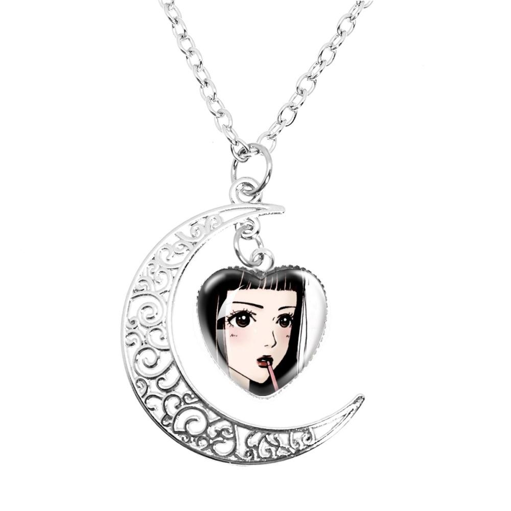 Anime Paradise Kiss Yukari Hayasaka Miwako Sakurada The Moon Necklace Glass Heart Shape Pendant Necklace Jewelry Charm Fans Gift