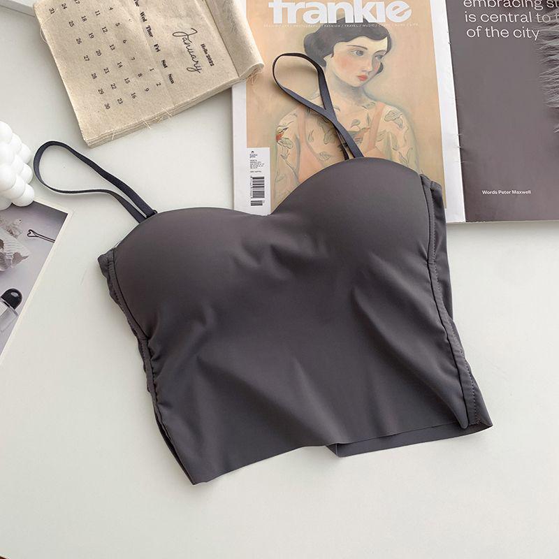 Women's Summer Ice Silk Camisole with Integrated Chest Pad and Beautiful Back Design