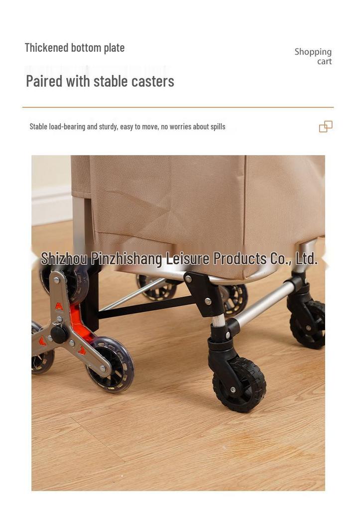 Compact Aluminum Stair-Climbing Shopping Cart with Cloth Bag and Pull Rod