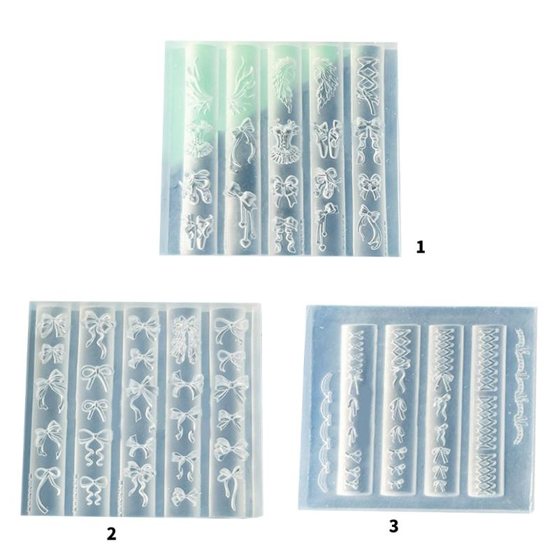 Silicone 3D Nail Art Molds Bowknot Theme Nail Art Template Moulds Silicone Texture for Beauticians and Nail Art Learners