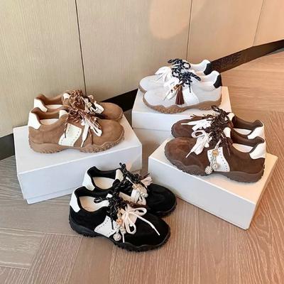 Cowhide~ Grape Mother New Color, 8cm Inner Height Increase Crescent Thick-soled Mandarin Duck Shoelaces Sports and Leisure Shoes Women's Training Shoe