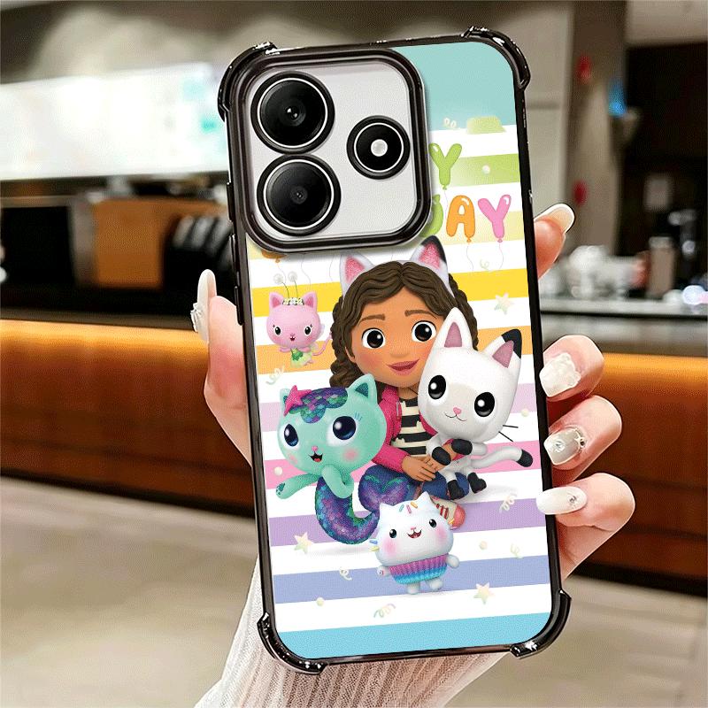 G-Gabbys Dollhouse Cartoon Plating Phone Case For Xiaomi Redmi Note 14 15 Pro Plus 13 12 11 11S 11T 10 9S 9 5G Anti-Fall Airabag