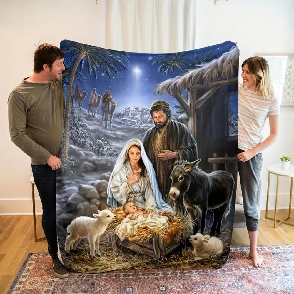 Cartoon Christmas digitalprinted polyester Bedroom velvet flannel cover blanket Fleece soft sofa cover blankets for beds