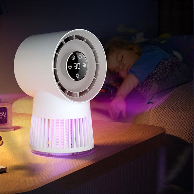 Wentylator z Lampą Zwalczającą Komary 2 w 1 USB Akumulatorowy Lampa Elektryczna Zwalczająca Komary Niskoszumowa Lampa Zwalczająca Komary Falą Świetlną Lampa Zwalczająca Komary dla Matki i Dziecka