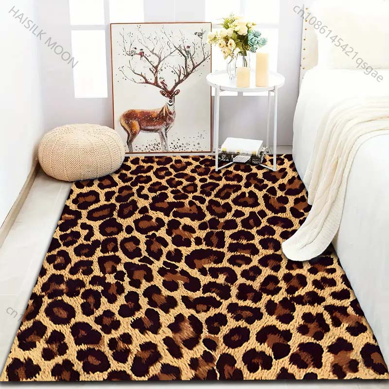 1PC Wild Leopard Print Carpet for Living Room Bedroom Sofa Doormat Decor Sofa Area Rug Non-slip Floor Mat Large Size