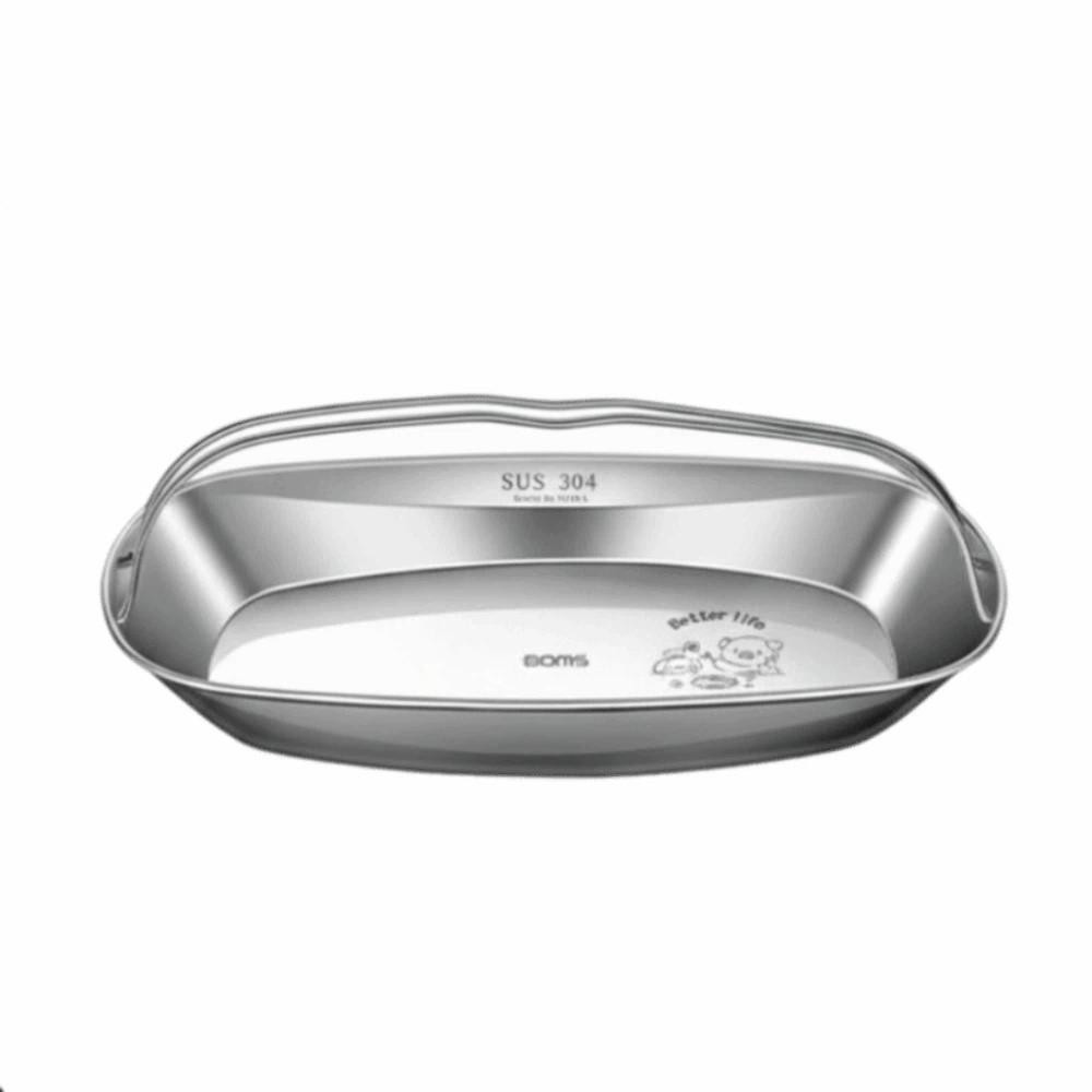 Stainless Steel Fish Serving Plate Thickened Steaming Tray Multi Functional Baking Pan Cooking серебряный