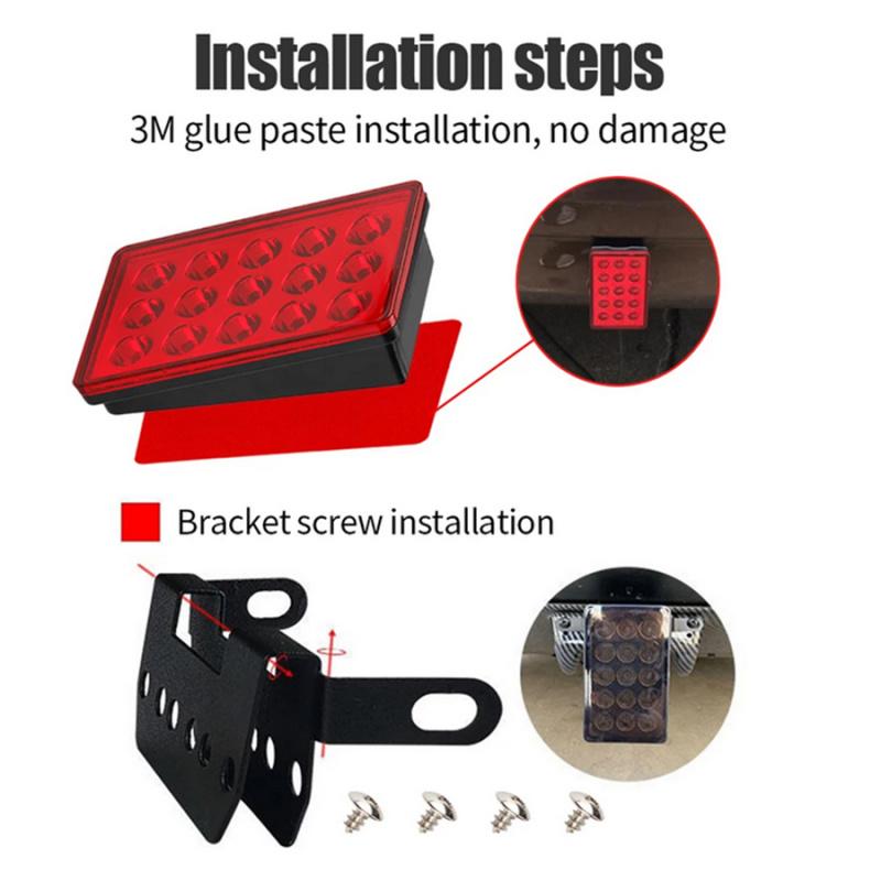 Red Rear Brake Light With 15 Leds For Racing Cars, Motorcycles And Automobiles