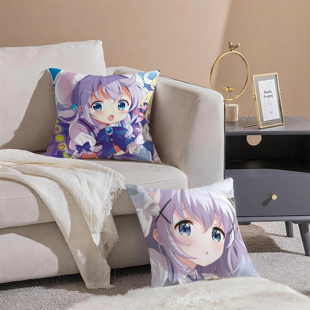 Anime Chino Kafu Cushion Cover Eco-Friendly Odorless Healthy Pillowcase Soft & Comfortable Kid-Safe No Filling