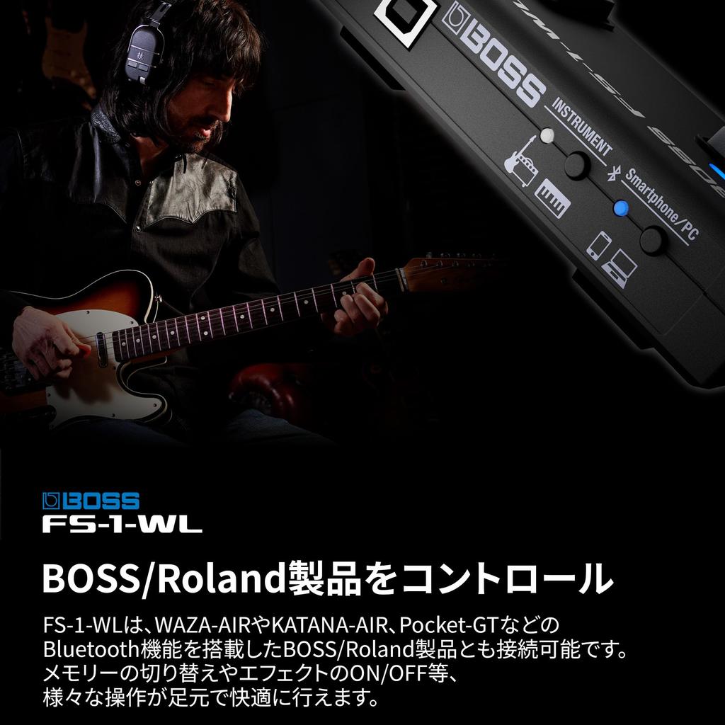 BOSS Wireless Wireless Control Via Bluetooth MIDI for Electronic DAW and Music App Battery FS-1-WL Footswitch Scores, Software, Production.