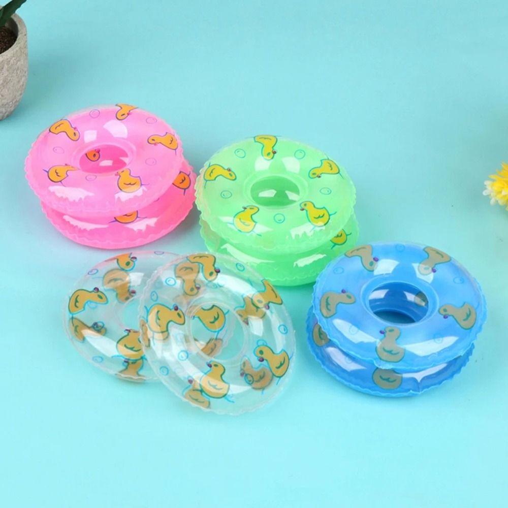Yellow Duck Mini Rings Swimming Toy PVC Duck Bathing Float Lifebelt Model  Children Gift