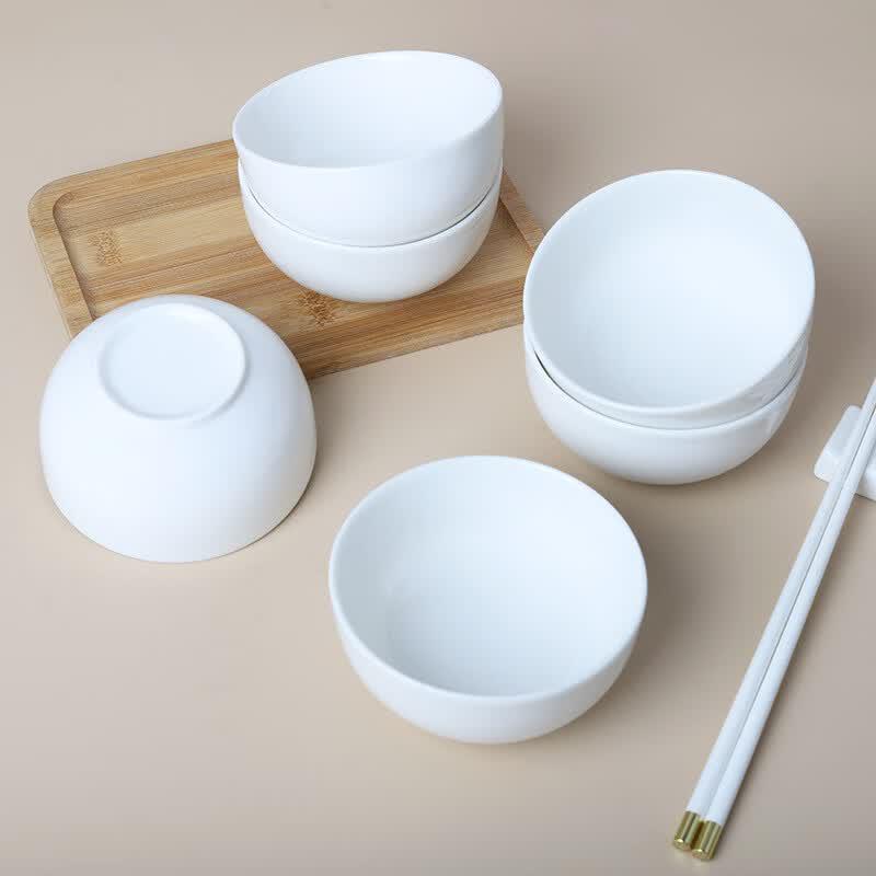 Pure White Ceramic Straight-Mouth Rice Bowl