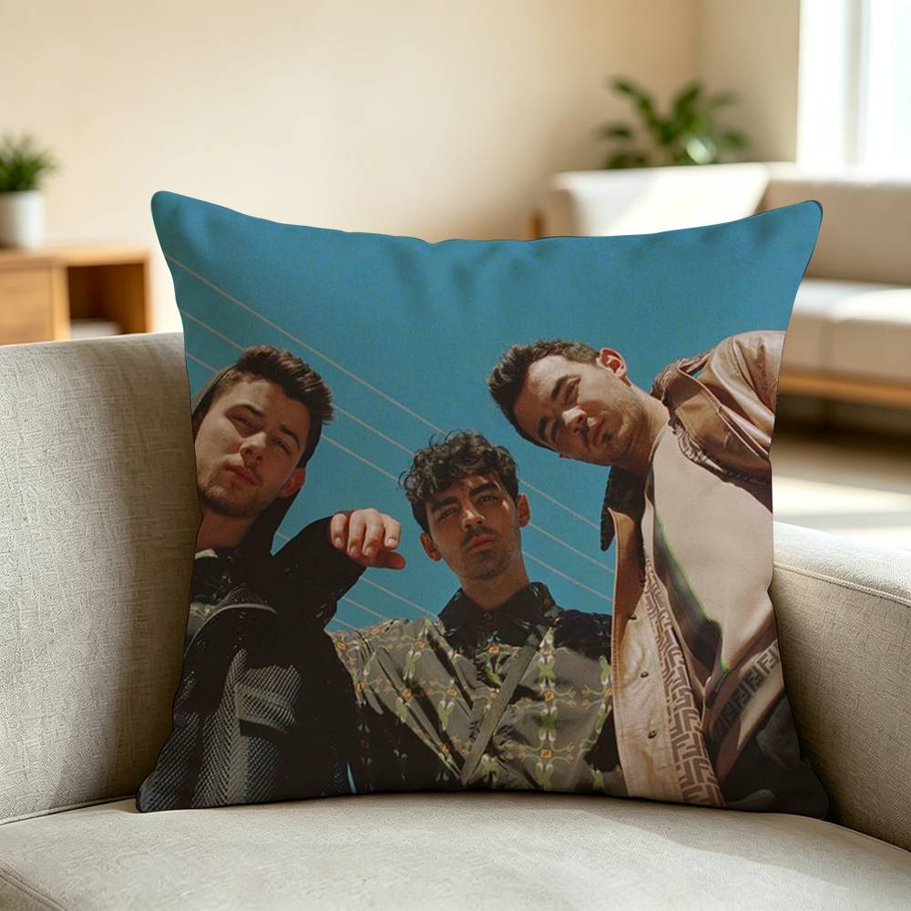 P-Pop Rock Trio Band J-Jonas Brothers Square Double-Sided printed Pillow Case Bedroom Bedside Pillow Sofa Cushion Cover