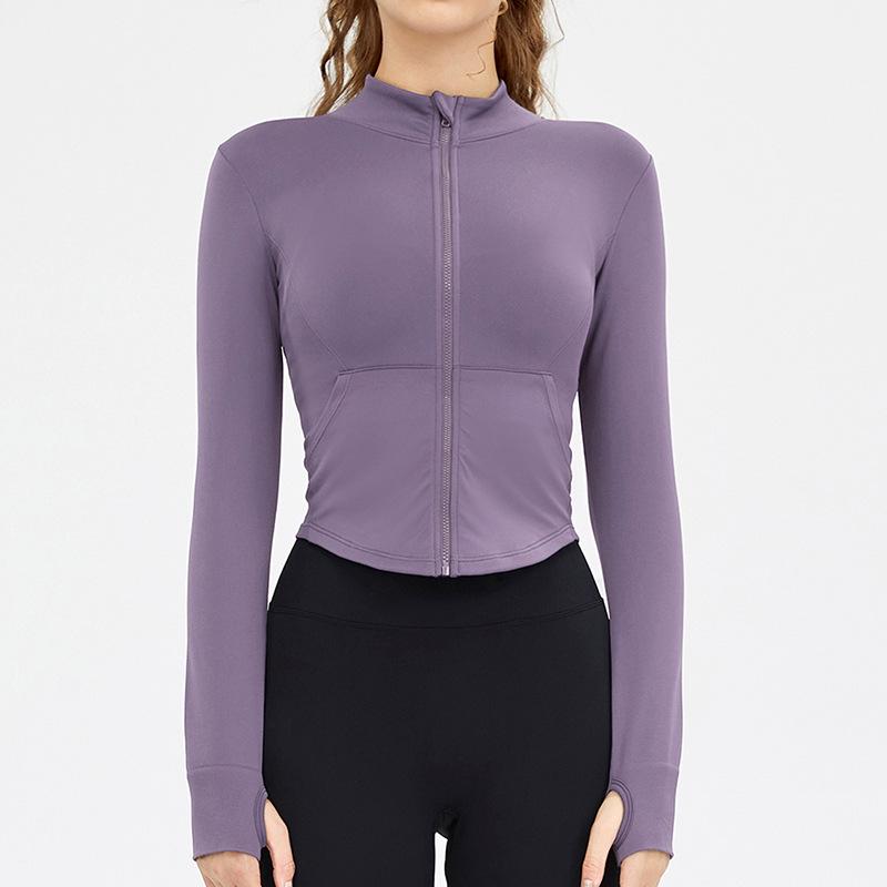 

Женская спортивная куртка с длинным рукавом и молнией для бега, пилатеса и йоги Small фиолетовый